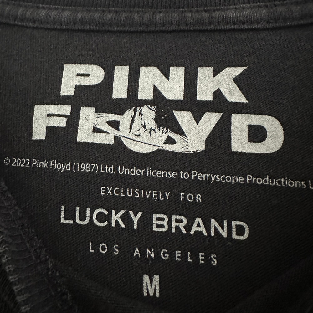 Lucky Brand Pink Floyd Studs Boyfriend Tee T-Shirt M Black Faded Rock Cotton - Picture 4 of 10